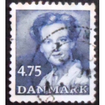 imagem do selo postal da Dinamarca de 1990 Queen Margrethe II 4,75