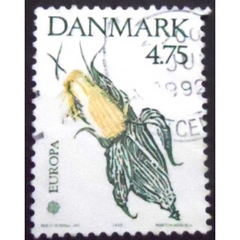 Imagem do selo postal da Dinamarca de 1992 Head of maize