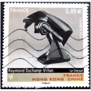 Imagem do selo postal da França de 2012 Le Cheval de Raymond Duchamp-Villon