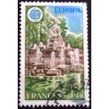 Imagem do selo postal da França de 1978 Paris Floral Park Fountain