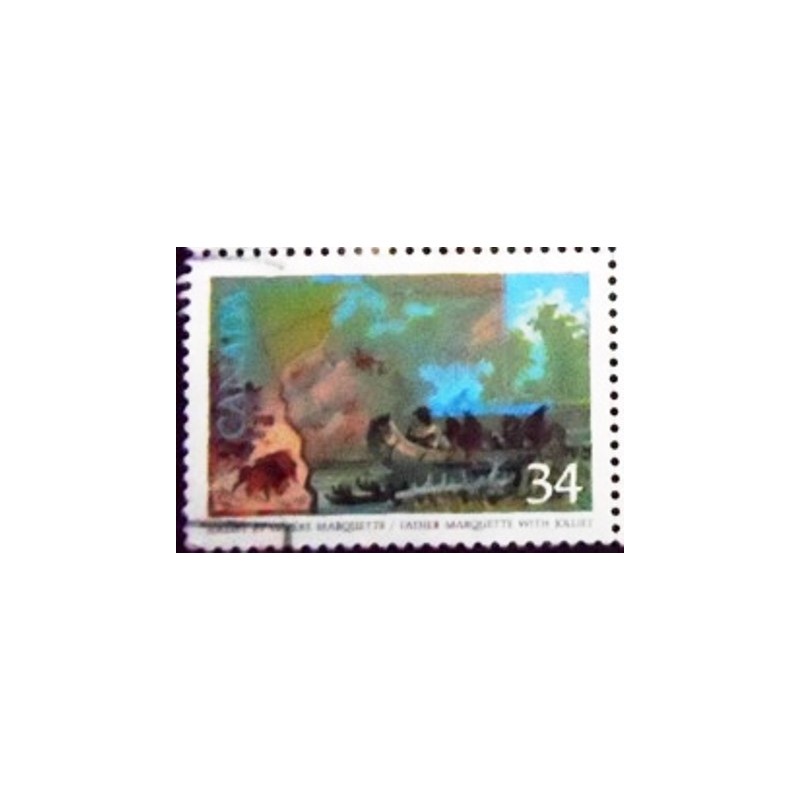 Imagem do selo postal do Canadá de 1987 Radisson and Des Groseilliers