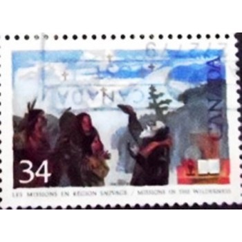 Imagem do selo postal do Canadá de 1987 Missions in the Wilderness