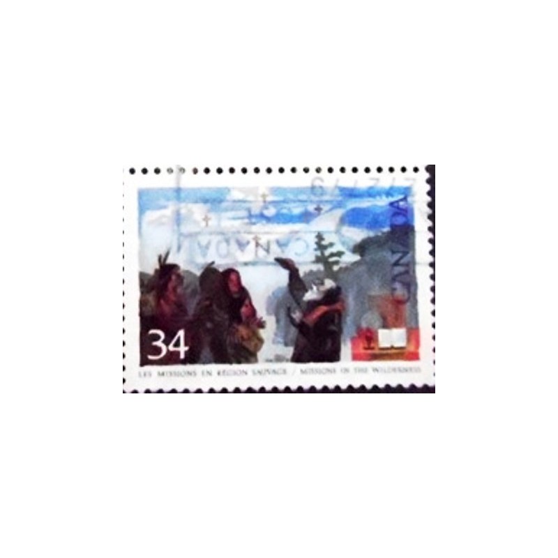 Imagem do selo postal do Canadá de 1987 Missions in the Wilderness