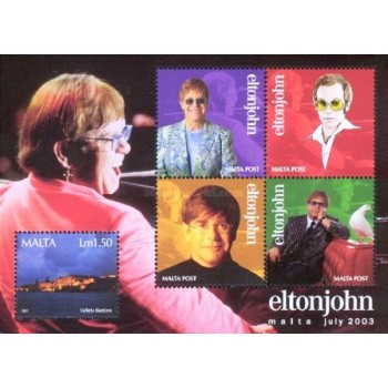 Imagem do bloco postal de Malta de 2003 Elton John