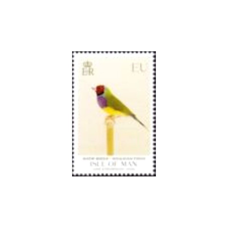 Imagem do selo postal da Ilha de Man de 2021 Gouldian Finch