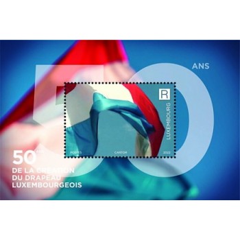 Imagem do bloco postal de Luxemburgo de 2022 Flag of Luxembourg