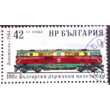 Imagem do selo postal da Bulgária de 1988 Diesel Locomotive 1963