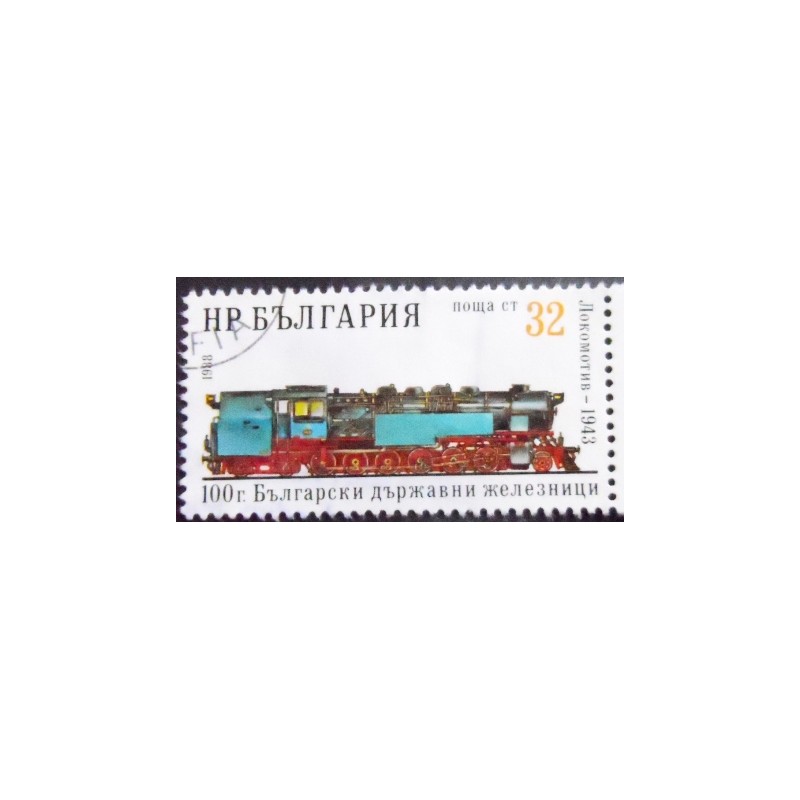 Imagem do selo postal da Bulgária de 1988 Steam Locomotive 1943