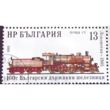 Imagem do selo postal da Bulgária de 1988 Hristo Botev Locomotive 1905