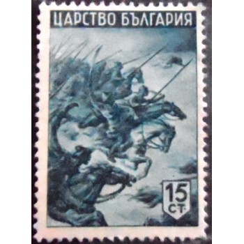 Imagem do selo postal da Bulgária de 1943 Cavalry Han Asparuh