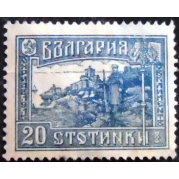Imagem do selo postal da Bulgária de 1921 Guard at Ohrid Lake