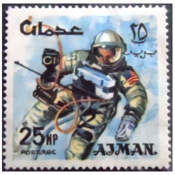 Imagem do selo postal de Ajman de 1966 Spacewalk E.H. White