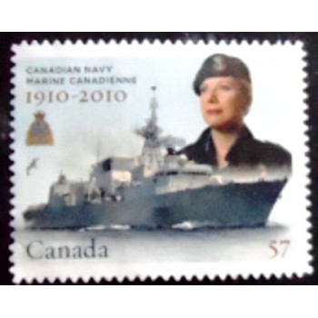 Imagem do selo postal do Canadá de 2010 HHMCS Halifax