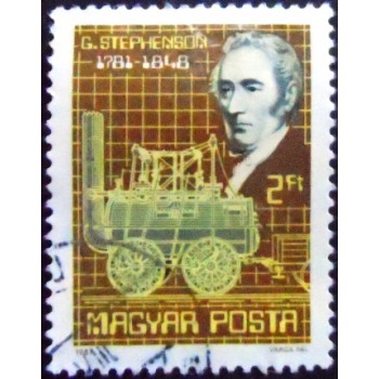 Imagem do selo postal da Hungria de 1981 George Stephenson