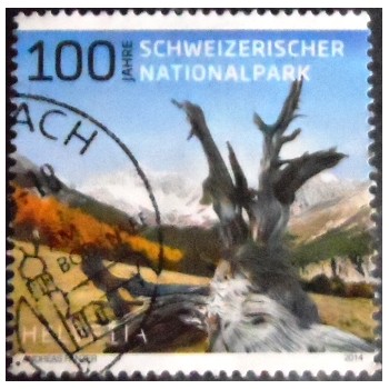 Imagem do selo postal da Suiça de 2014 Tree trunk