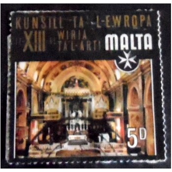 Imagem do selo postal de Malta de 1970 St. John's Cathedral