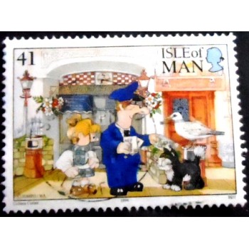 Imagem do selo postal da Ilha de Man de 1994 Postman Pat