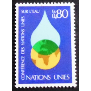 Imagem do selo postal das Nações Unidas Genebra de 1977 Water Conference 80