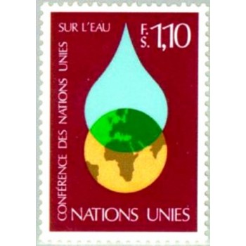 Imagem do selo postal das Nações Unidas Genebra de 1977 Water Conference 1,10