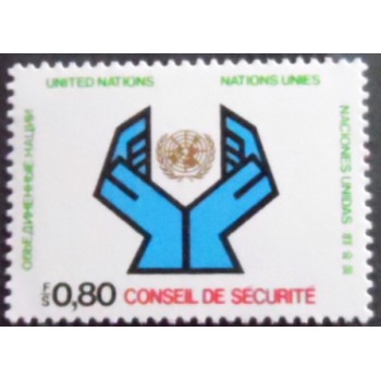 Imagem do selo postal das Nações Unidas Genebra de 1977 Security Council 80