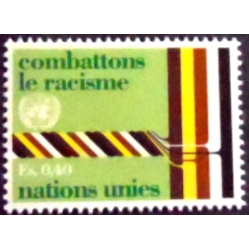 Imagem do selo postal das Nações Unidas Genebra de 1977 Anti-racism 40