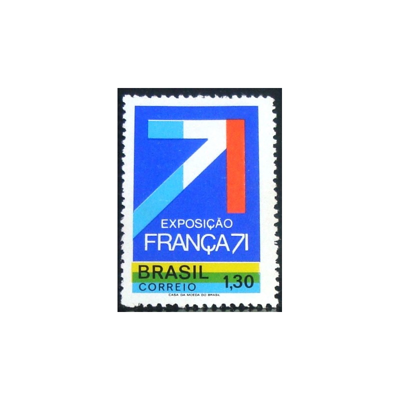 Imagem do selo postal do Brasil de 1971 França 71 M