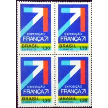 Imagem da quadra de selos postais do Brasil de 1971 Exposição França 71 M