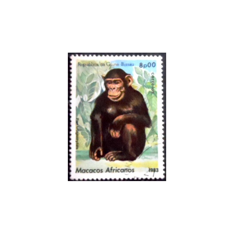 Imagem do selo postal da Guiné Bissau de 1983 Chimpanzee NCC