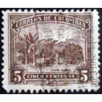 Imagem do selo postal da Colômbia de 1938 Coffee