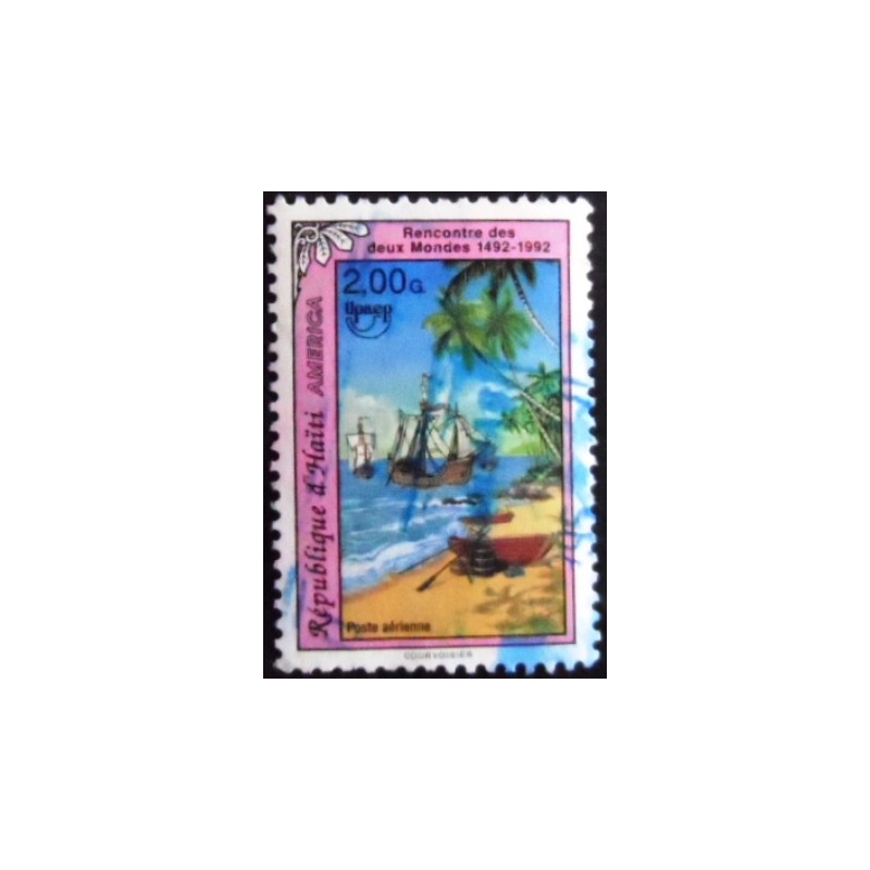 Imagem do selo postal do Haiti de 1993 500 years America