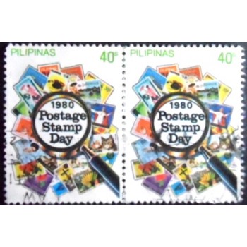 Imagem do par de selos postais das Filipinas de 1980 Stamp Day 40