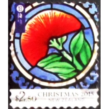 Imagem do selo postal da Nova Zelândia de 2015 Pohutukawa