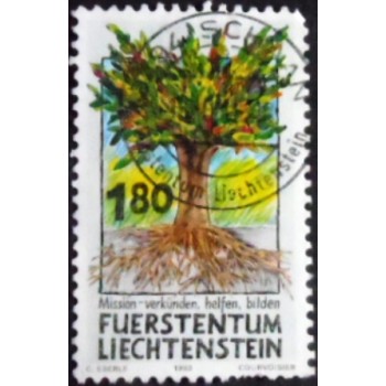 Imagem do selo postal de Liechtenstein de 1993 Tree of life