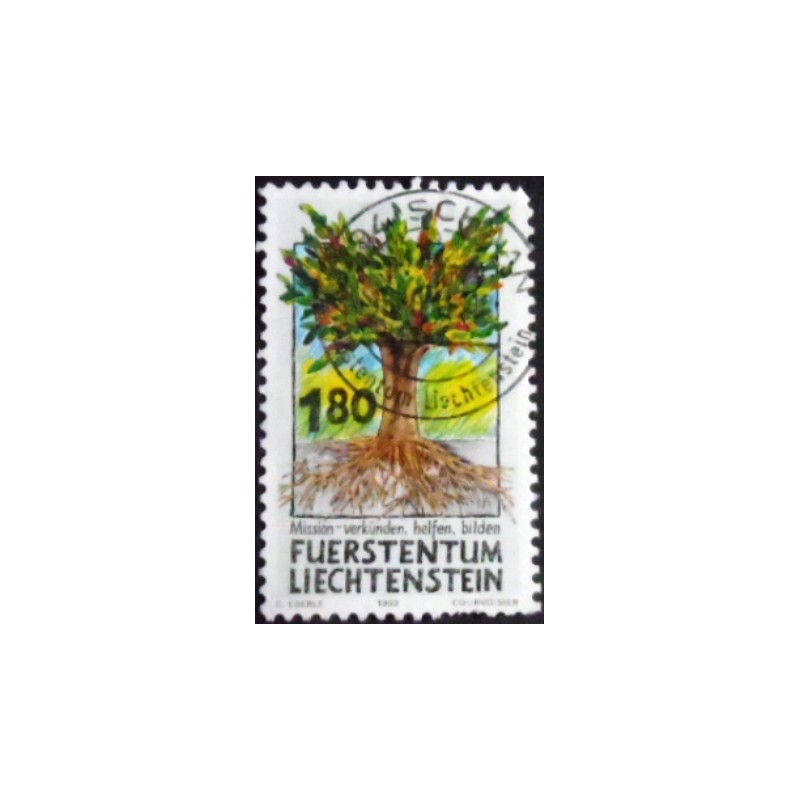 Imagem do selo postal de Liechtenstein de 1993 Tree of life
