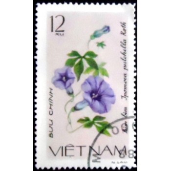 Imagem do selo postal do Vietnam de 1980 Ipomoea pulchella