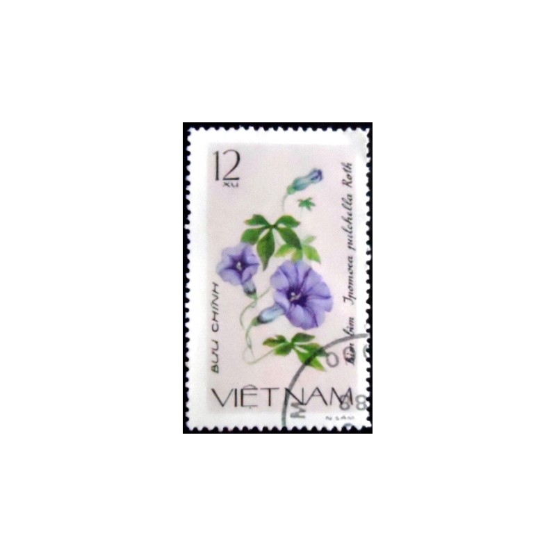 Imagem do selo postal do Vietnam de 1980 Ipomoea pulchella