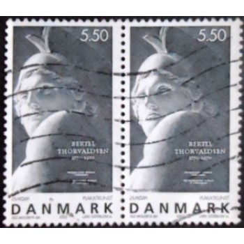 Imagem do par de selos postais da Dinamarca de 2003 Thorvaldsen's Museum