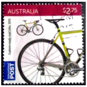 Imagem do selo postal da Austrália de 2015 Custom-made Road Bike