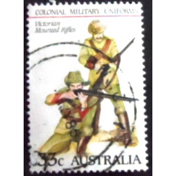 Imagem do selo postal da Austrália de 1986 Victorian Mounted Rifles