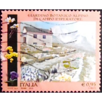 Imagem do selo postal da Itália de 2015 Alpine Botanical Garden