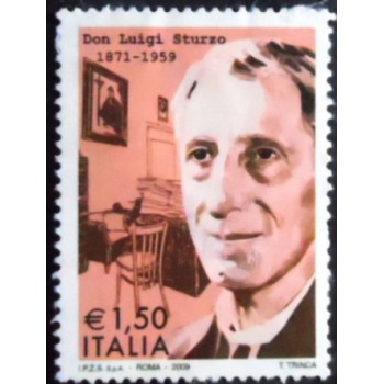 Imagem do selo postal da Itália de 2009 Don Luigi Sturzo