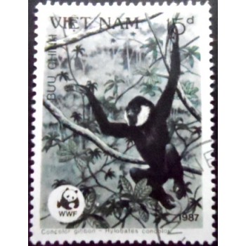 Imagem do selo postal do Vietnam de 1987 Concolor Gibbon