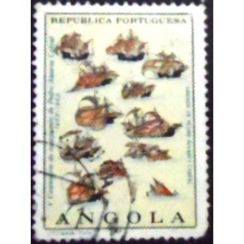 Imagem do selo postal da Angola de 1968 Fleet of P. A. Cabral U