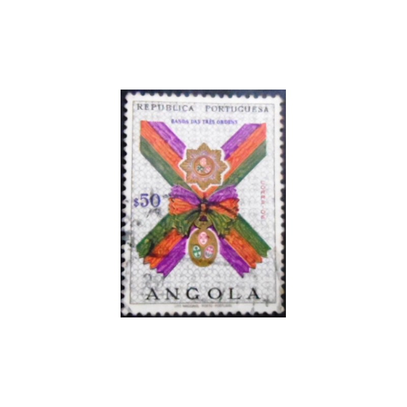 Imagem do selo postal de Angola de 1967 Ribbon of the Three Orders