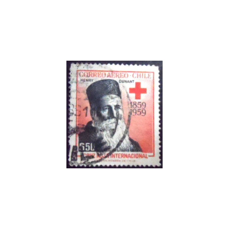 Imagem do selo postal do Chile de 1959 Jean Henri Dunant