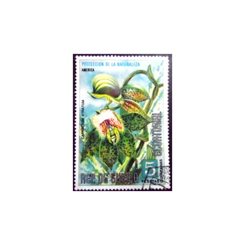 Imagem do selo postal da Guiné Equatorial de 1974 Catasetum atratum