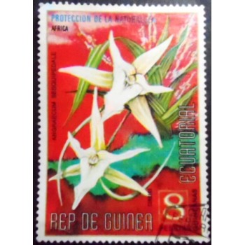Imagem do selo postal da Guiné Equatorial de 1974 Angraecum sesquipedale