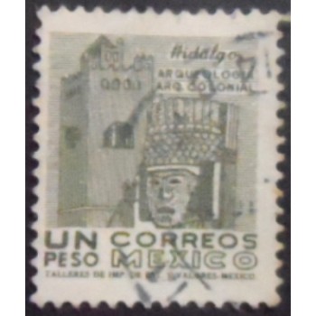 Imagem do selo postal do México de 1975 Covention and stone figure