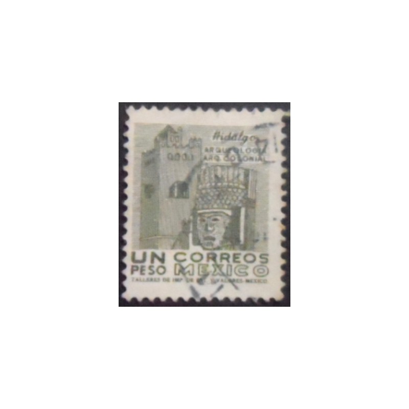 Imagem do selo postal do México de 1975 Covention and stone figure