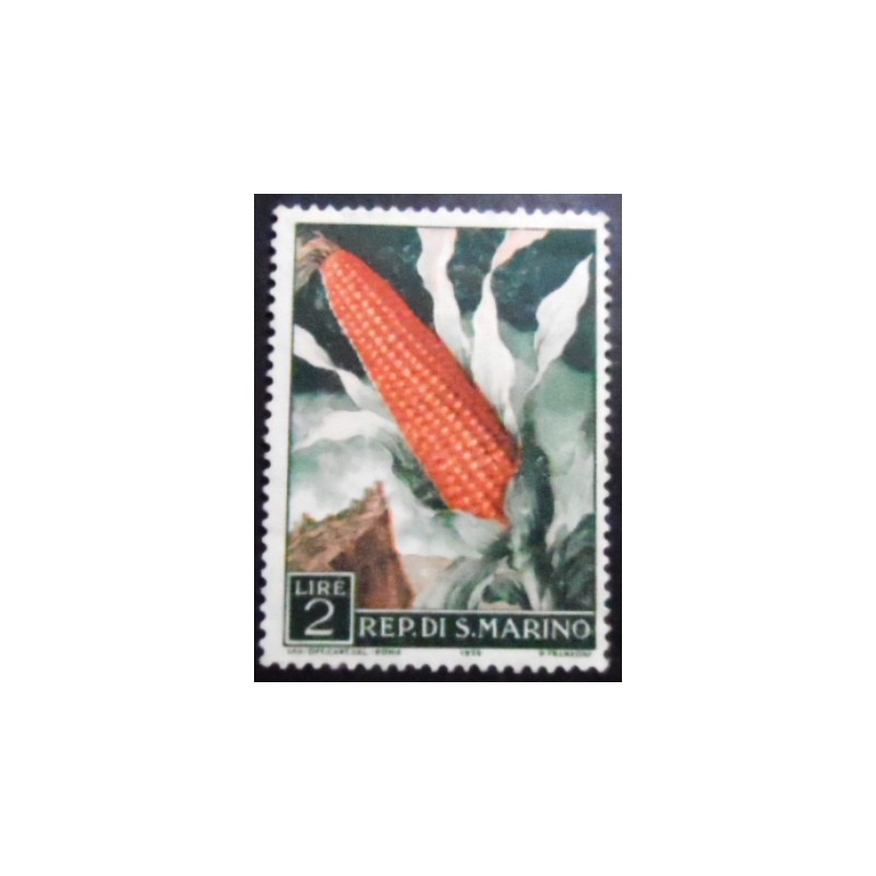 Imagem do selo postal de San Marino de 1960 Corncob M